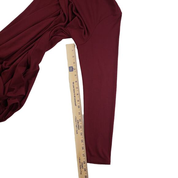 Pure Jill J Jill Draped Cardigan M Women Burgundy Wine Red Long Sleeve Neck Wrap - Picture 5 of 9